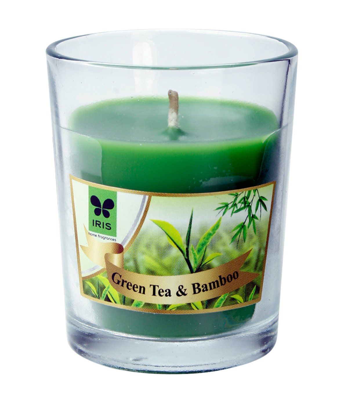 Iris Shot Glass Votive Aroma Candles - Green Tea & Bamboo (40gm) - Niram