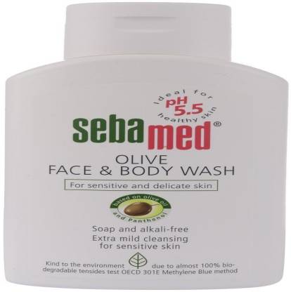 Sebamed Olive Face & Body Wash, PH 5.5, Soap Free, Sensitive Dry Skin, With Olive Oil & Panthenol (200ml)