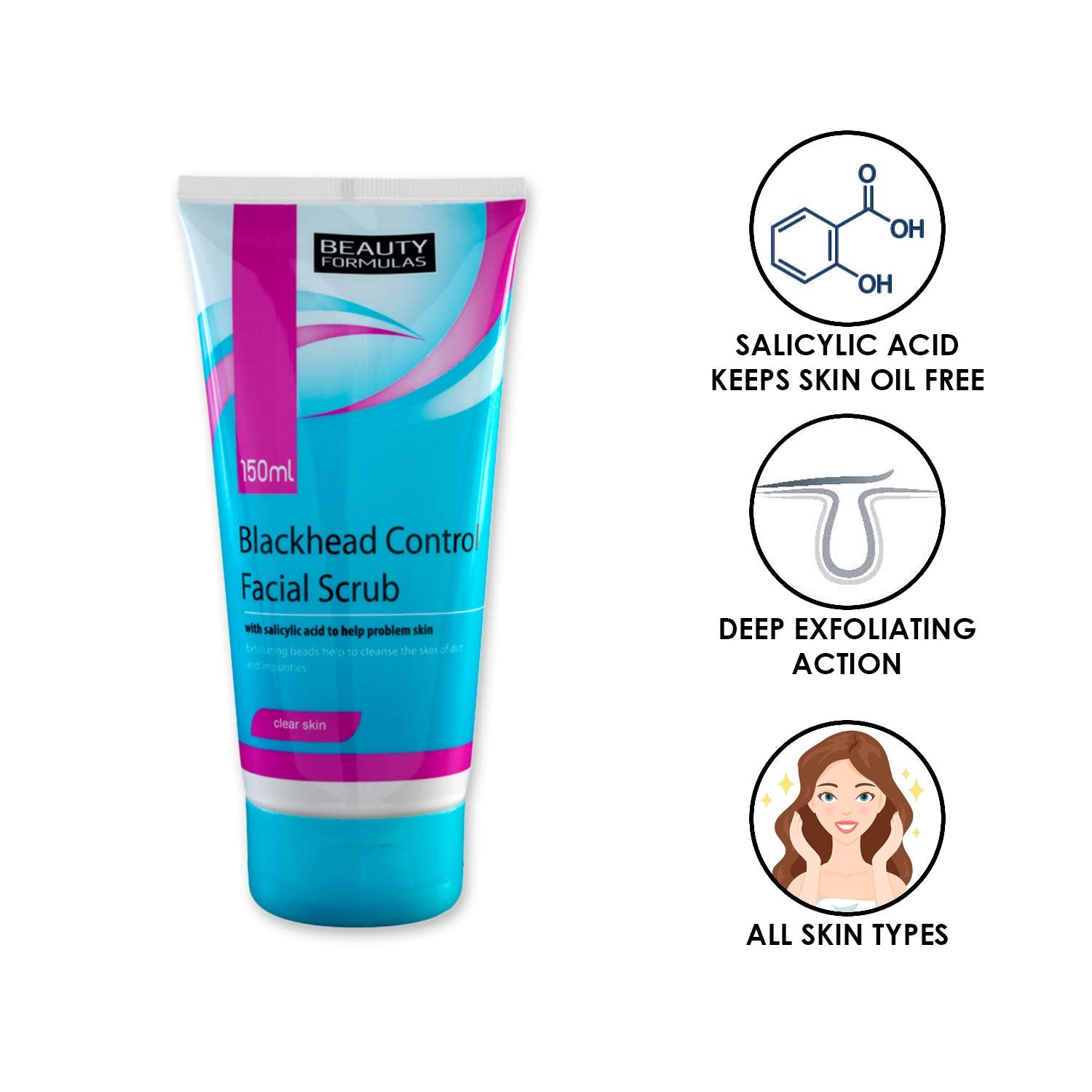 Beauty Formulas Blackhead Control Facial Scrub (150ml)