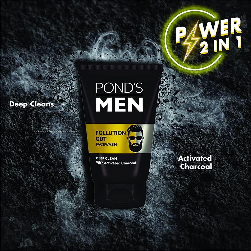 Pond's Men Pollution Out Face Wash Deep Clean With Activated Charcoal (50gm)