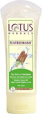 Lotus Herbals TEATREEWASH Tea Tree & Cinnamon Anti Acne Oil Control Face Wash (80gm)