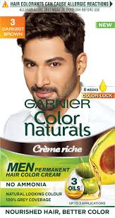 Garnier Color Naturals Men Permanent Hair Color - 3 Darkest Brown (30ml+30gm) - Niram