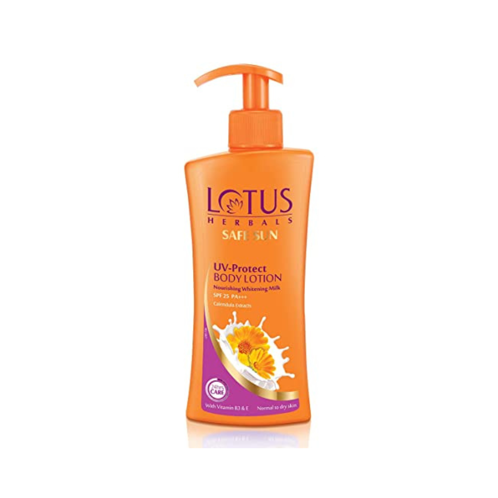 Lotus Herbals Safe Sun UV-Protect BODY LOTION Nourishing Whitening Milk SPF 25 PA+++ (250ml)