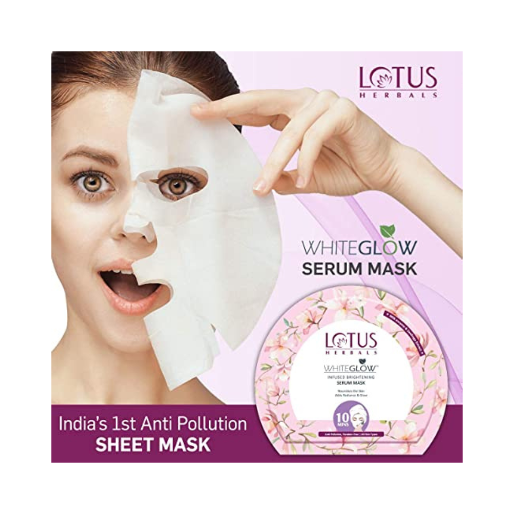 Lotus Herbals White Glow Infused Brightening Serum Sheet Mask (20gm)