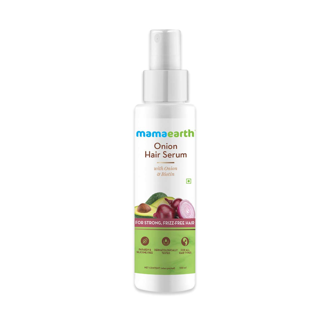 Mamaearth Onion Hair Serum For Silky & Smooth Hair, Tames Frizzy Hair, with Onion & Biotin for Strong, Tangle Free & Frizz-Free Hair - 100 ml