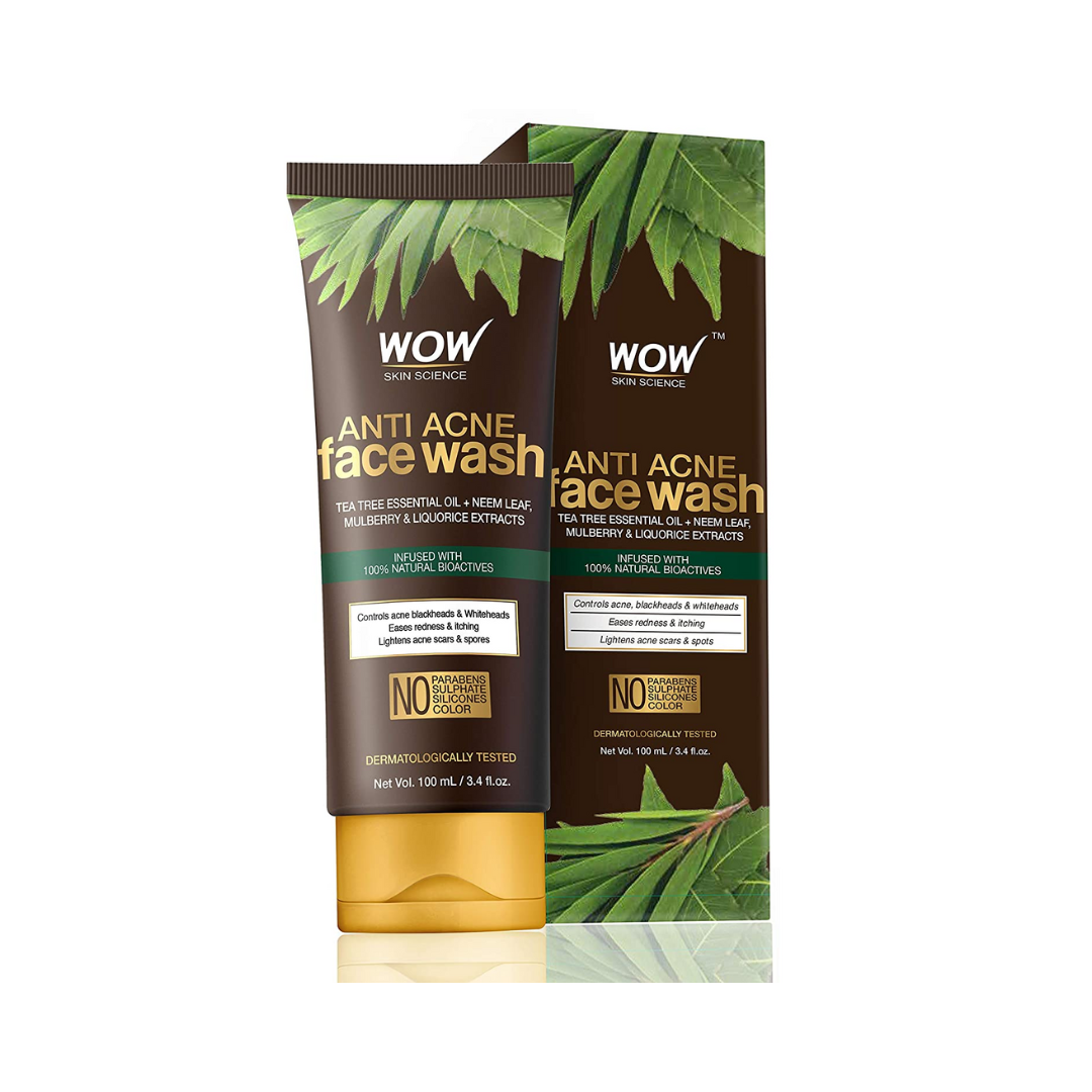 WOW Skin Science Anti Acne Face Wash - Oil Free - No Parabens, Sulphate, Silicones & Color (100mL)