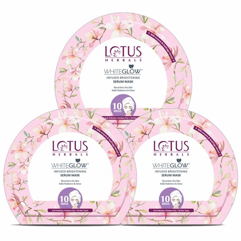 Lotus Herbals White Glow Infused Brightening Serum Sheet Mask (Pack of 3) - Niram