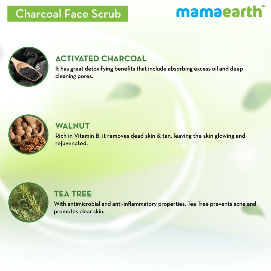 Charcoal Face Scrub For Oily Skin & Normal skin, with Charcoal & Walnut for Deep Exfoliation – 100g - Niram