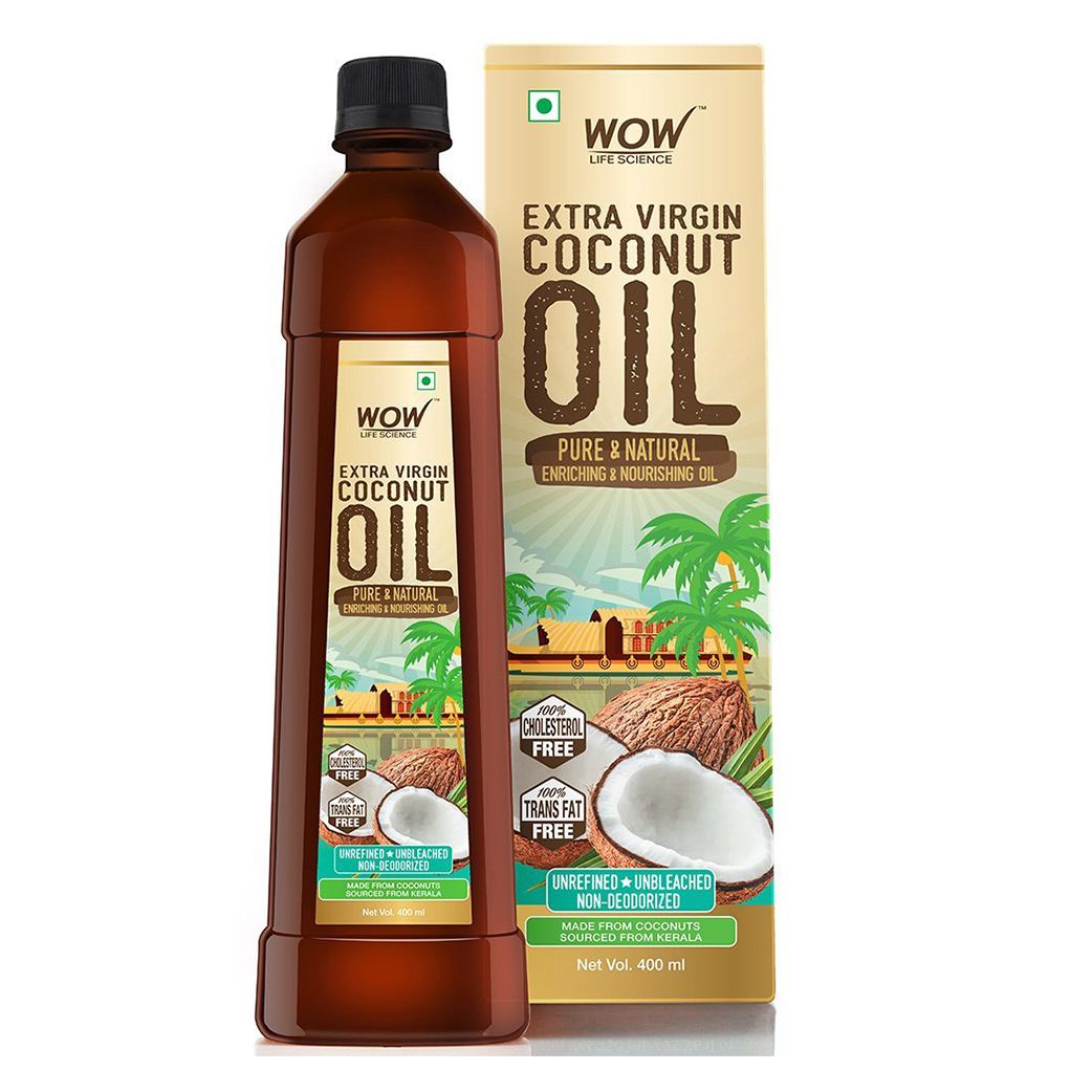 WOW Life Science Extra Virgin Coconut Oil ( Cold Pressed ) - Pure & Natural Enriching & Nourishing Oil Bottle, 400 ml