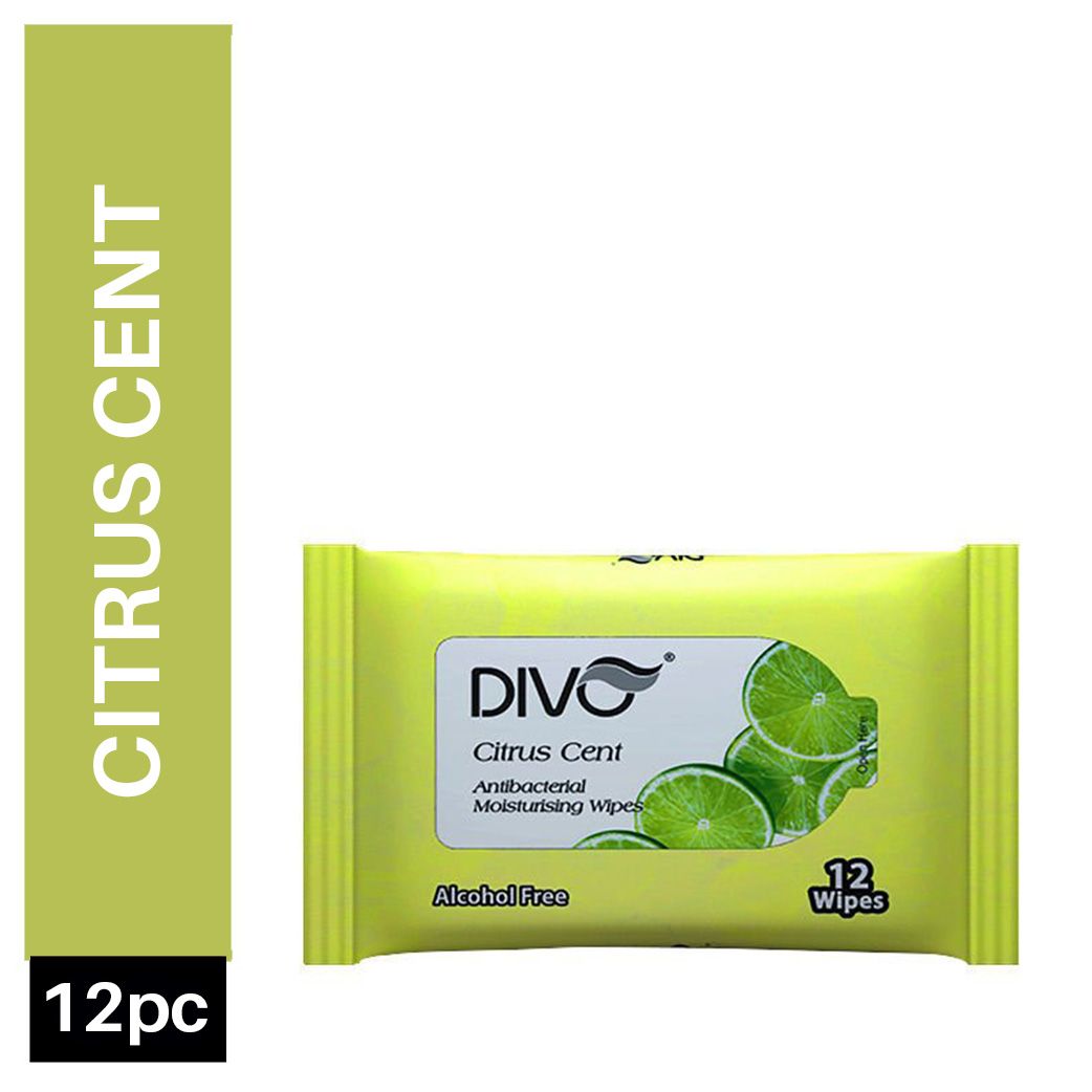 Divo Citrus Cent Antibacterial Moisturising Wipes (12 Wipes) - Niram