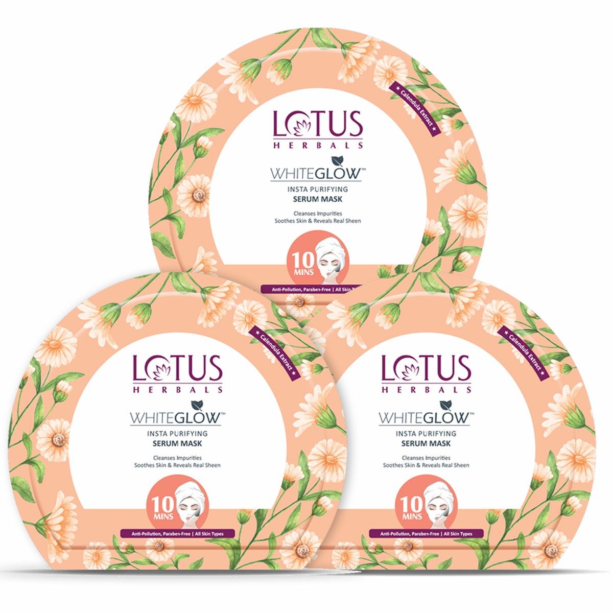 Lotus Herbals WhiteGlow Insta Purifying Serum Mask (Pack of 3) - Niram