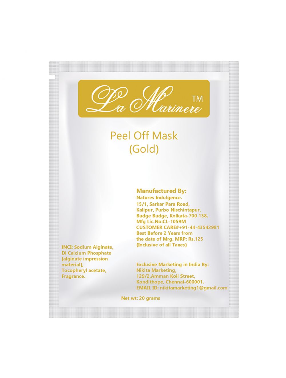 La Marinere Gold Peel Off Mask (20gm) - Niram