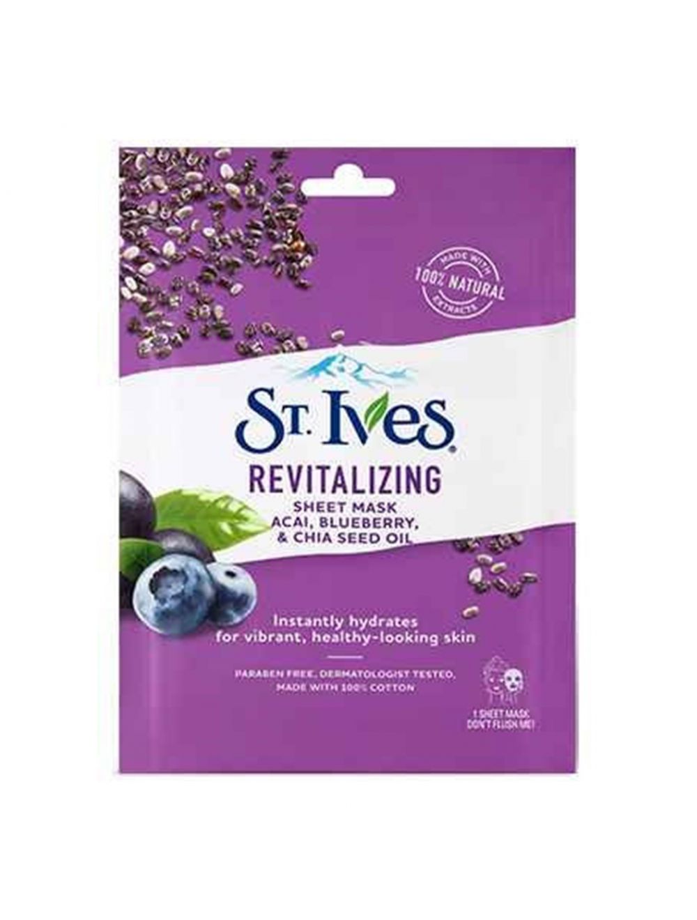 St. Ives Revitalizing Acai Blueberry & Chia Seed Oil Sheet Mask (1Pcs)