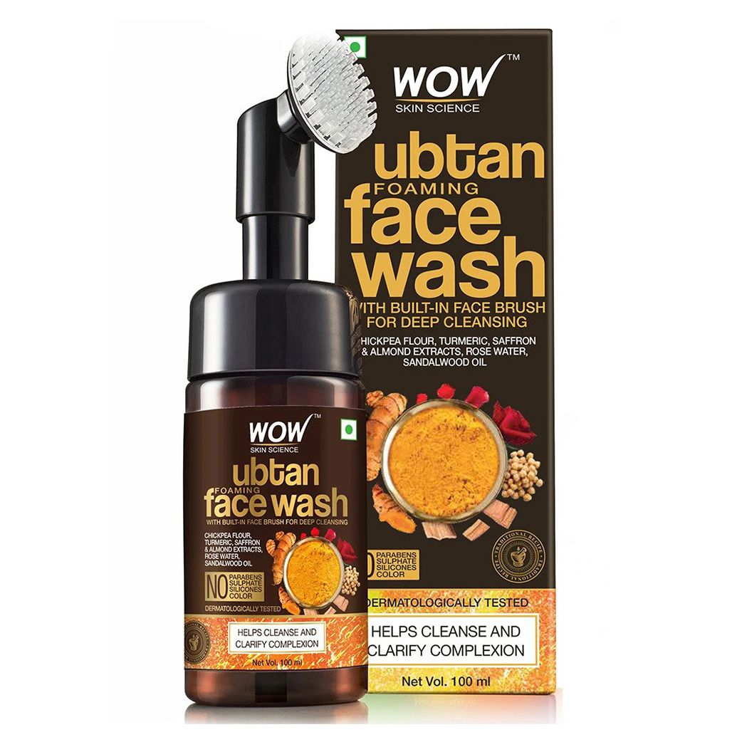 WOW Skin Science Ubtan Foaming Face Wash with Built-In Face Brush for Deep Cleansing, 100 ml